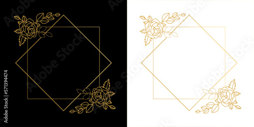 Elegant luxury frames, floral wreath, сircle monogram with hand drawn wild herbs and flowers. Vector illustration for invitation or wedding decor, logo, labels, branding, business identity