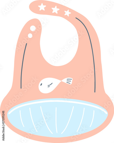 Baby bib little cutie baby shower illustration