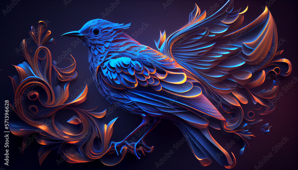 Bird 3D Background, abstract and futuristic