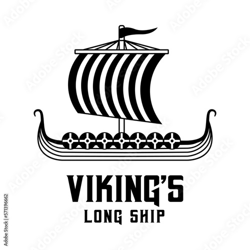 Viking long ship vector. Long ship is a typical boat of the Vikings from the Nordic or Scandinavian regions.
