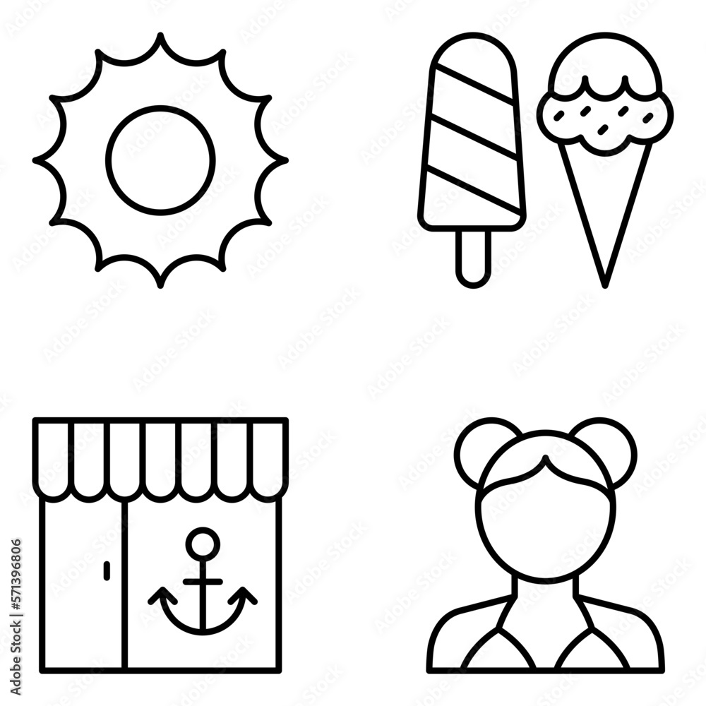 Obraz premium Beach Vector Line Icons