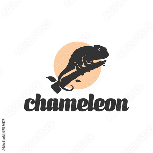 chameleon lizard tree logo vector design inspiration