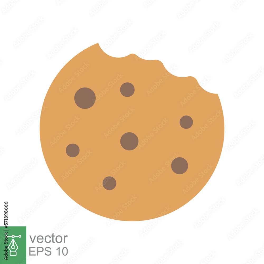 Cookie biscuit icon. Simple flat style sign. Bite of dessert, bread crumbs, chocolate sweetness. Eaten cookies symbol. Vector illustration isolated on white background. EPS 10. Cookie biscuit icon. Simple flat style sign. Bite of dessert, bread crumbs, chocolate sweetness. Eaten cookies symbol. Vector illustration isolated on white background. EPS 10.