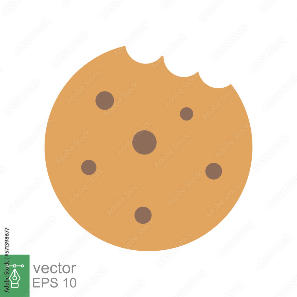 Cookie biscuit icon. Simple flat style sign. Bite of dessert, bread crumbs, chocolate sweetness. Eaten cookies symbol. Vector illustration isolated on white background. EPS 10. Cookie biscuit icon. Simple flat style sign. Bite of dessert, bread crumbs, chocolate sweetness. Eaten cookies symbol. Vector illustration isolated on white background. EPS 10.