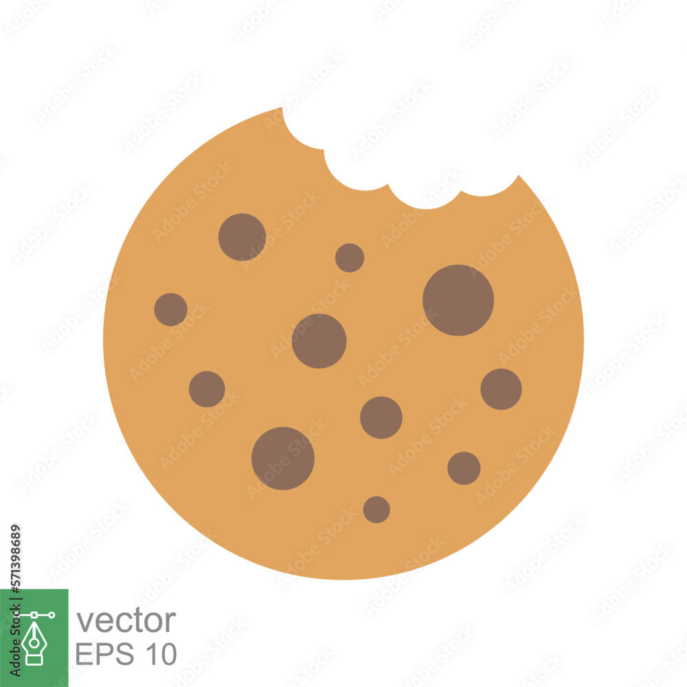 Cookie biscuit icon. Simple flat style sign. Bite of dessert, bread crumbs, chocolate sweetness. Eaten cookies symbol. Vector illustration isolated on white background. EPS 10. Cookie biscuit icon. Simple flat style sign. Bite of dessert, bread crumbs, chocolate sweetness. Eaten cookies symbol. Vector illustration isolated on white background. EPS 10.