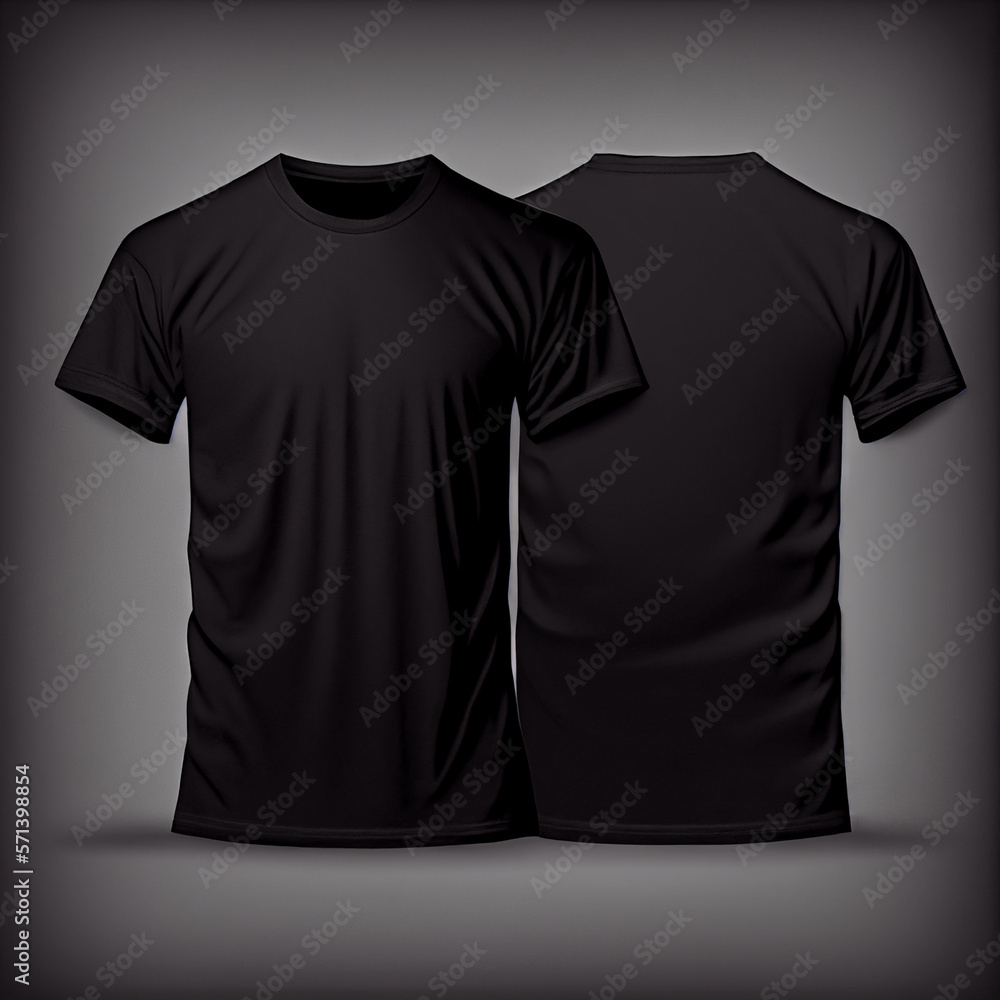 Blank t-shirt mockup, black tee front and back view. Generative AI Blank t-shirt mockup, black tee front and back view. Generative AI