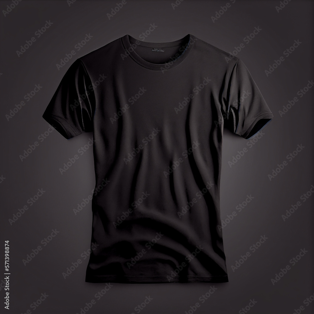 Blank t-shirt mockup, black basic tee for your design. Ghost mannequin. Generative AI Blank t-shirt mockup, black basic tee for your design. Ghost mannequin. Generative AI