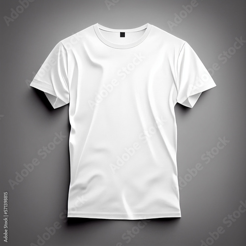 Blank t-shirt mockup, white basic tee for your design. Ghost mannequin. Generative AI