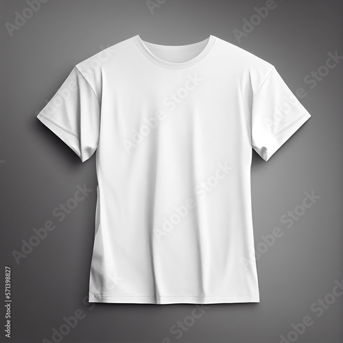 Blank t-shirt mockup, white basic tee for your design. Ghost mannequin. Generative AI