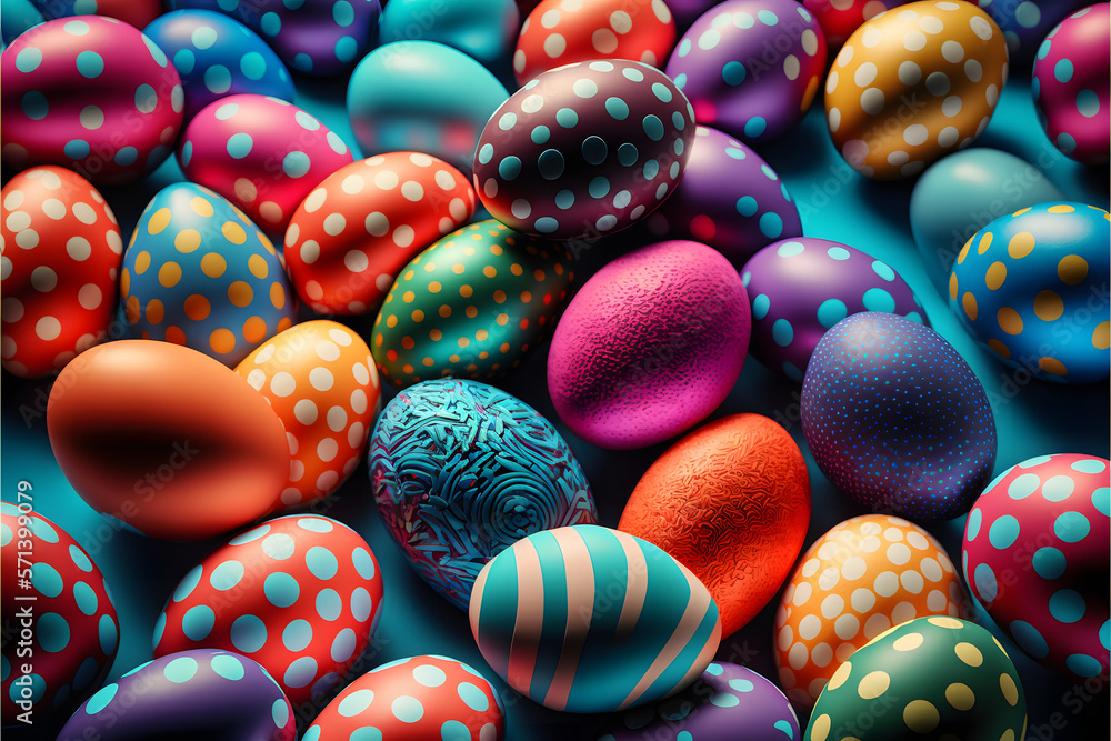 Background of many colorful Easter eggs created with generative AI technology Background of many colorful Easter eggs created with generative AI technology