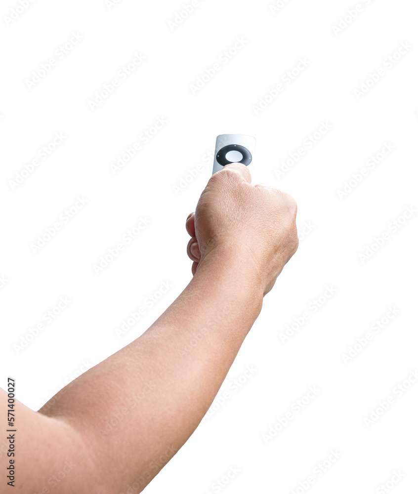Man holding a tv remote controller. Isolated. Man holding a tv remote controller. Isolated.