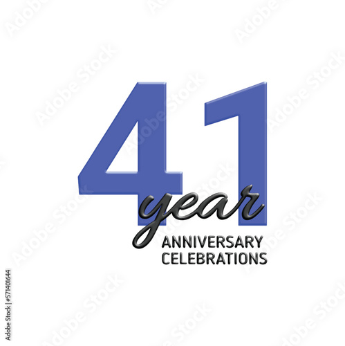41th anniversary celebration logo design. vector festive illustration. Realistic 3d sign. Party event decoration