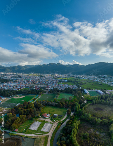 Aerial view of the sports fields in the wonderful city in Mexico.