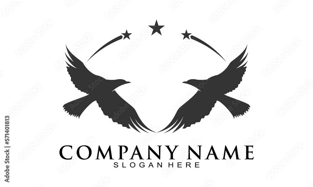 Twin dove with three star vector logo Twin dove with three star vector logo