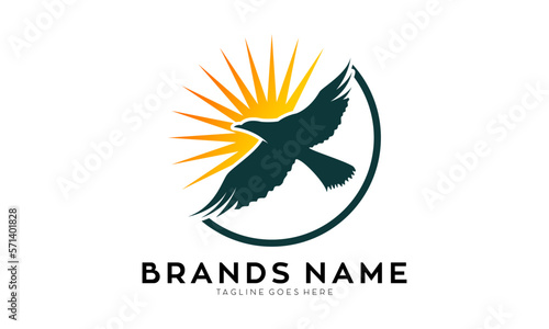 Dove and sun vector logo