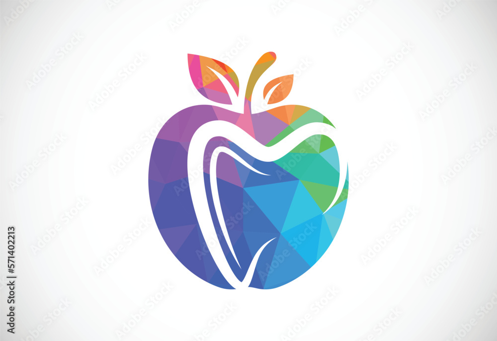 Low poly style dental apple logo sign symbol design, Green apple tooth teeth dent dental dentist image icon Low poly style dental apple logo sign symbol design, Green apple tooth teeth dent dental dentist image icon