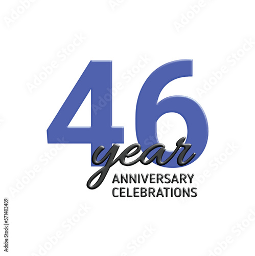 46th anniversary celebration logo design. vector festive illustration. Realistic 3d sign. Party event decoration