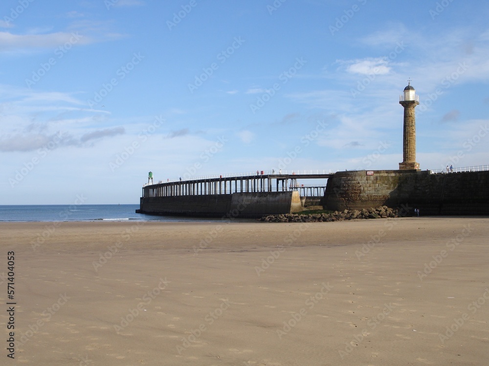 lighthouse on Whitby beach