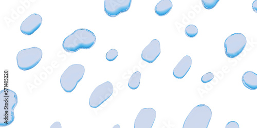 Water droplets shape distorted raindrops background 3d render 
