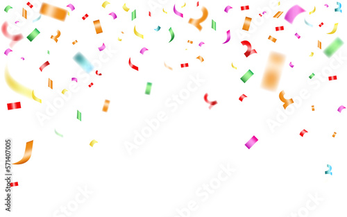 Carnival colorful confetti, celebration transparent background
