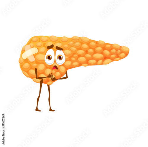 Pancreas sick body organ character, sickness, pain