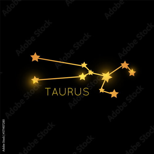 Taurus golden zodiac constellation, gold stars