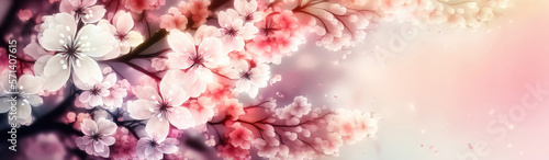 fresh spring easter pink flowers background  generative ai