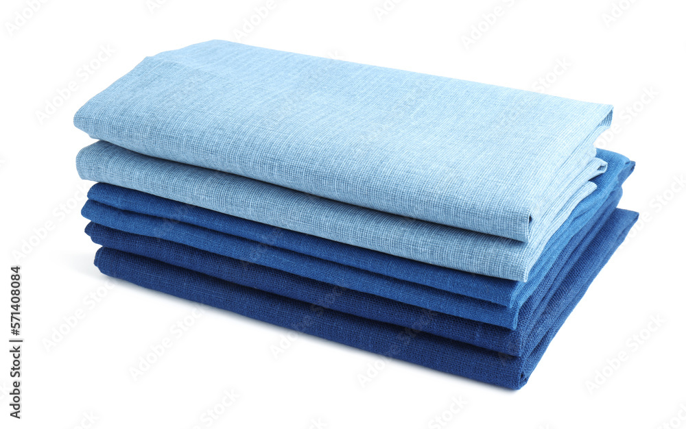 Stack of fabric napkins for table setting isolated on white Stack of fabric napkins for table setting isolated on white