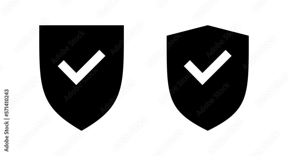 Shield check mark icon vector illustration. Protection approve sign. Insurance icon Shield check mark icon vector illustration. Protection approve sign. Insurance icon