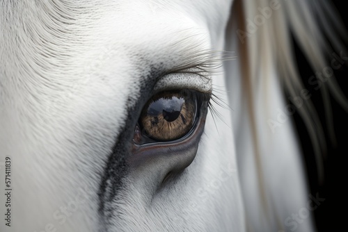 Horse eye in white. Generative AI © 2rogan
