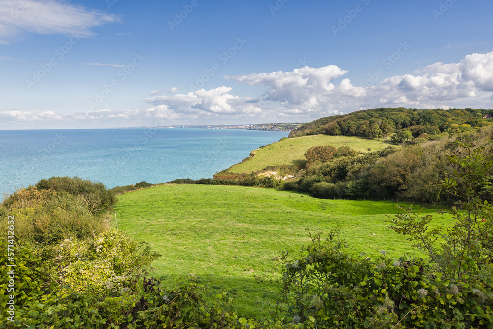 view over the coast of the English Channel at Varengeville-sur-Mer, France