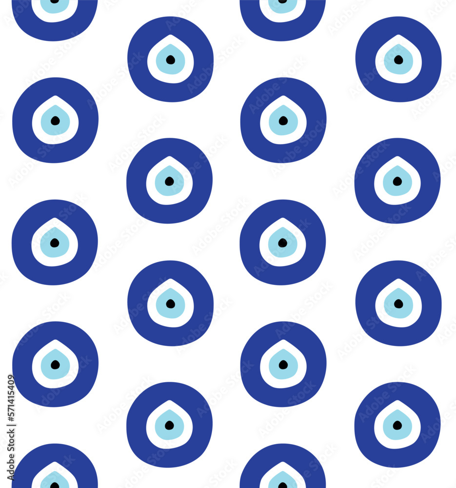 Vector seamless pattern of hand drawn flat Turkish Fatima eye sign isolated on white background Vector seamless pattern of hand drawn flat Turkish Fatima eye sign isolated on white background
