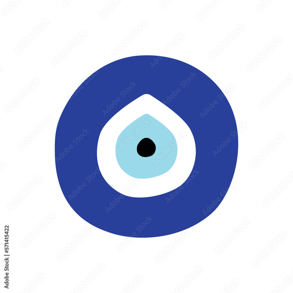 Vector hand drawn flat Turkish Fatima eye sign isolated on white background Vector hand drawn flat Turkish Fatima eye sign isolated on white background