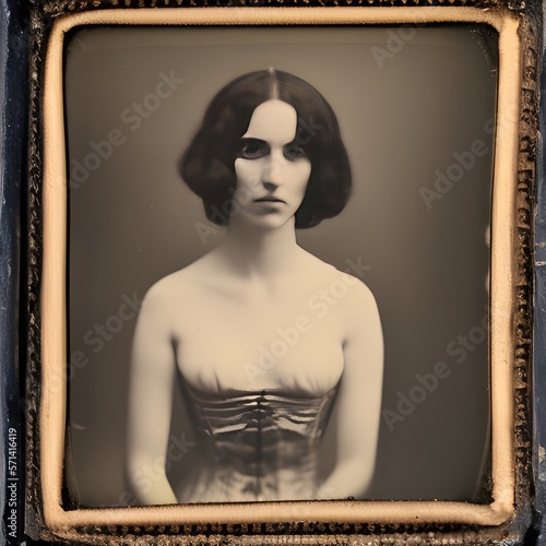 Ai inspired vintage women photography. Daguerreotype was the first publicly available photographic process. photo