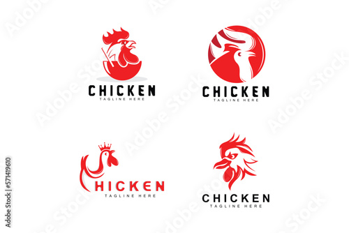 Grilled Chicken Barbecue Logo Design,Chicken Head Vector, Company Brand