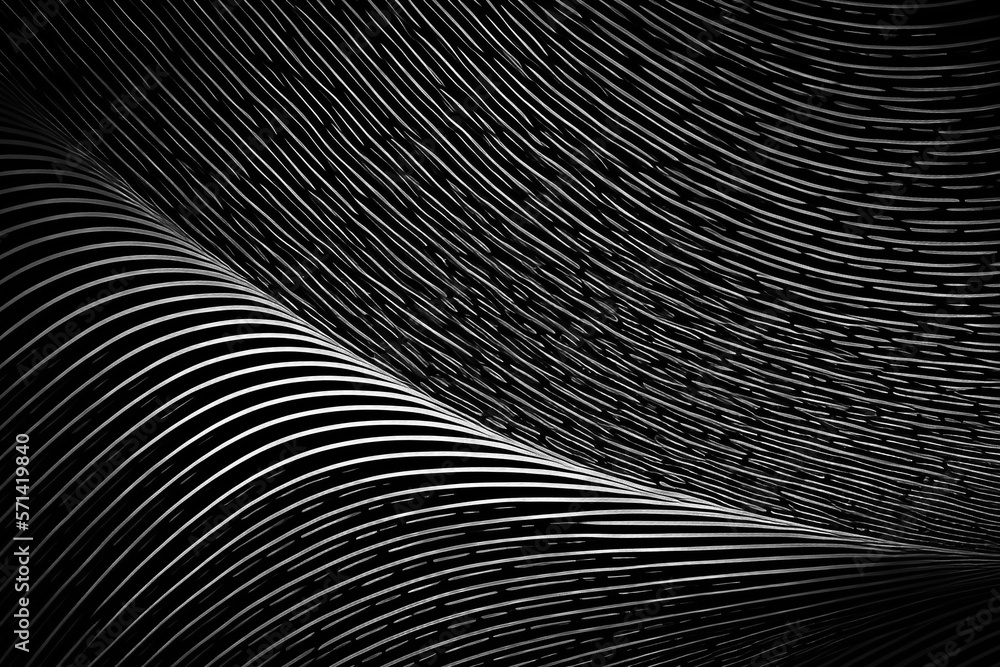 Black wavewhite line background ,abstract black background . Technology wavy line