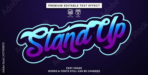 editable text effect stand up