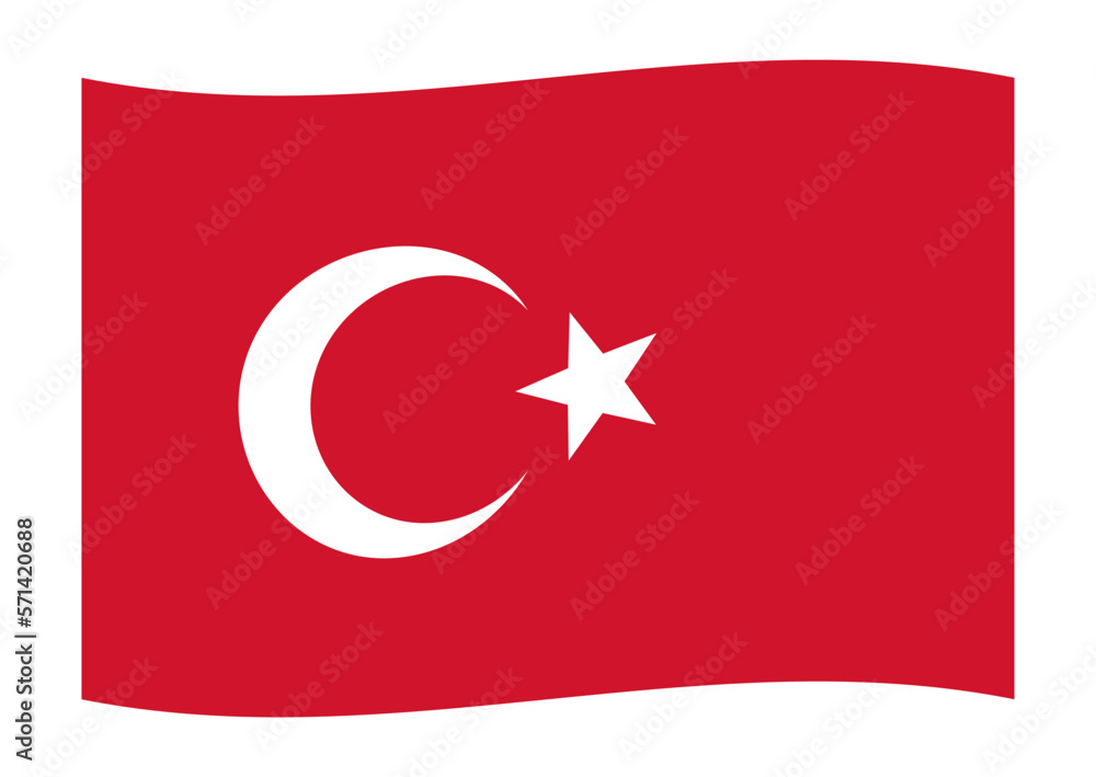 Obraz premium トルコ・シリア地震支援 風になびくトルコの国旗