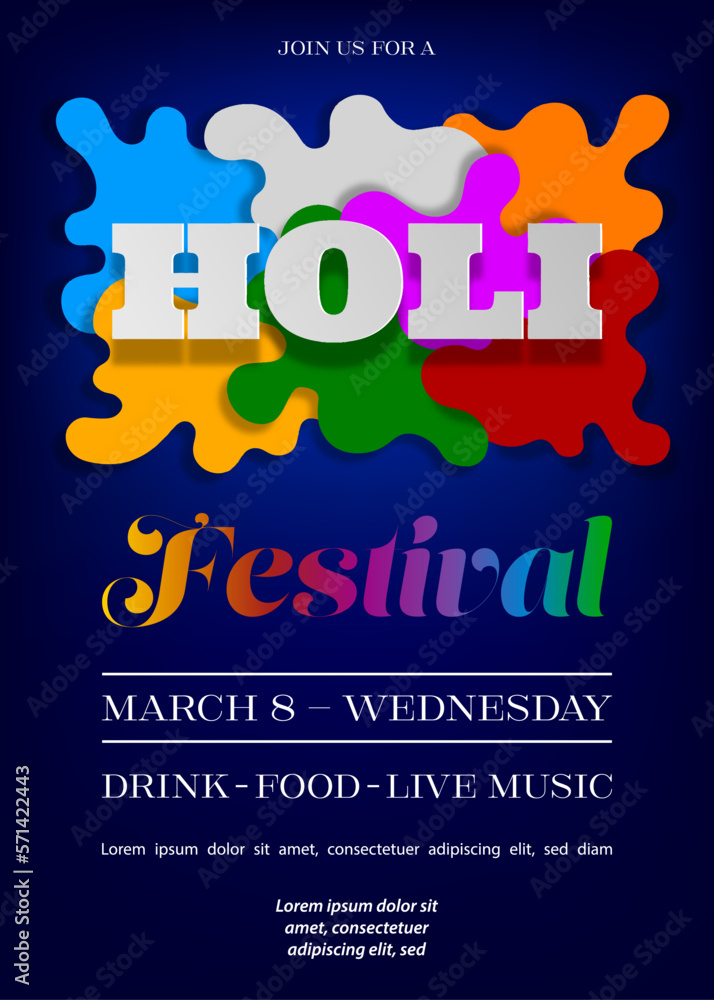 Obraz premium holi festival poster. indian festival of colors flyer