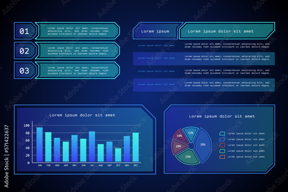 Futuristic digital interface graphic elements Futuristic digital interface graphic elements