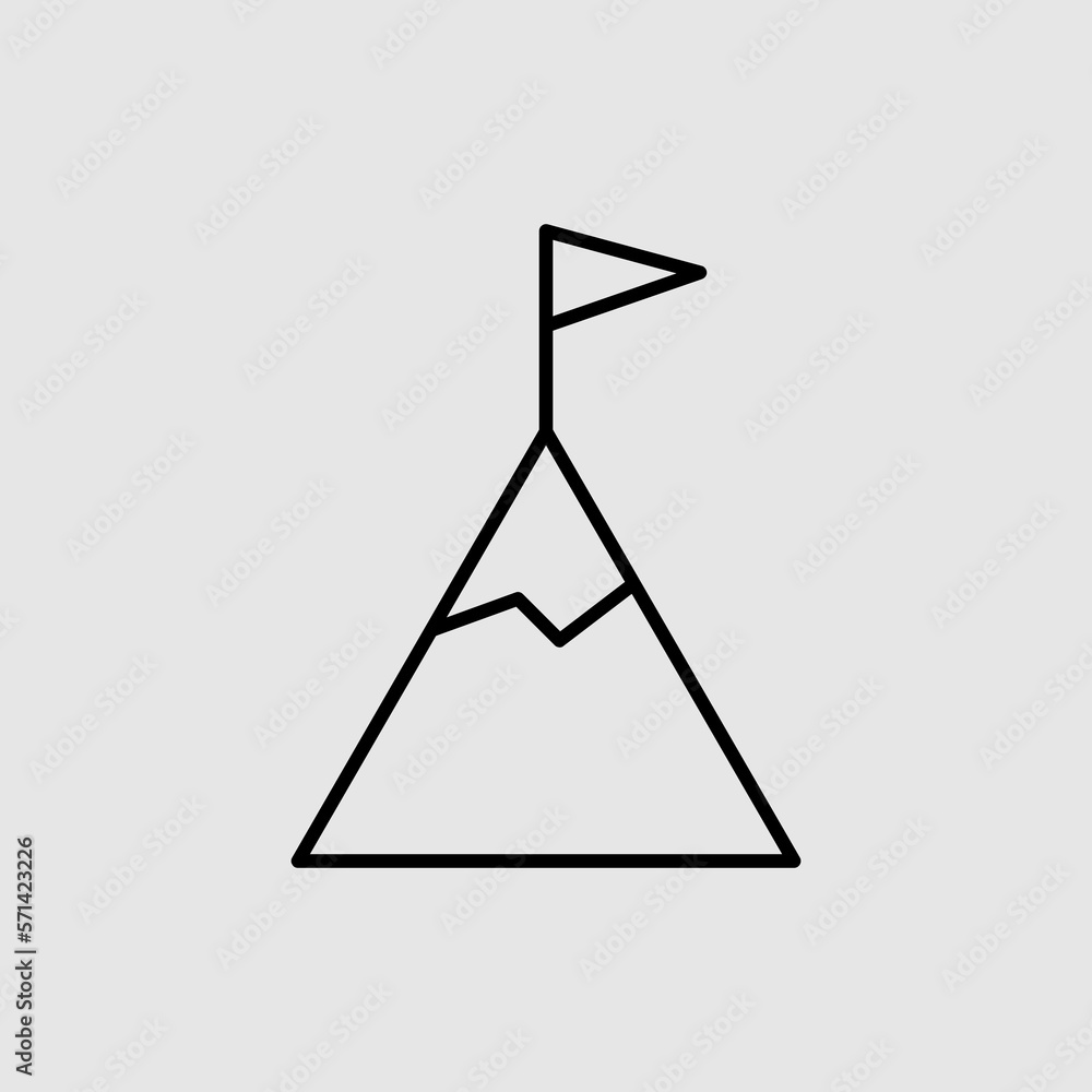 Outline flag on mountain icon trendy style on white background..eps Outline flag on mountain icon trendy style on white background..eps