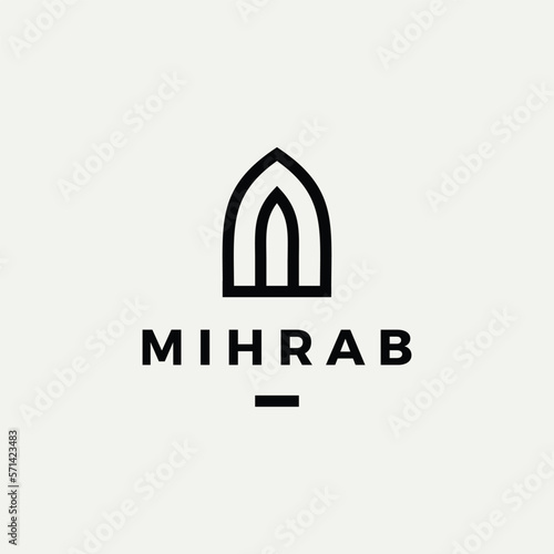 mihrab niche arch door logo vector icon illustration