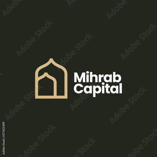 mihrab niche arch door logo vector icon illustration