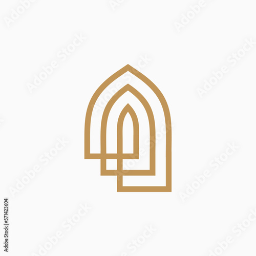 mihrab niche arch door logo vector icon illustration