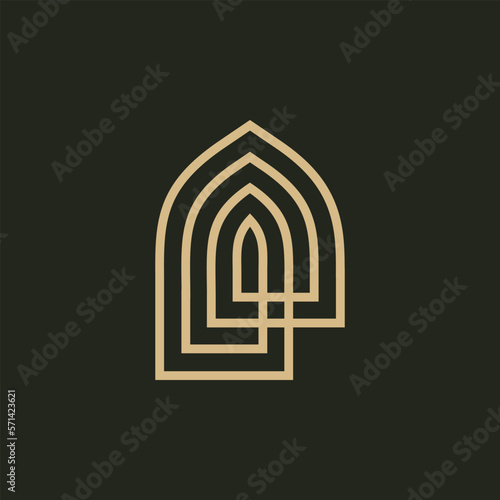 mihrab niche arch door logo vector icon illustration