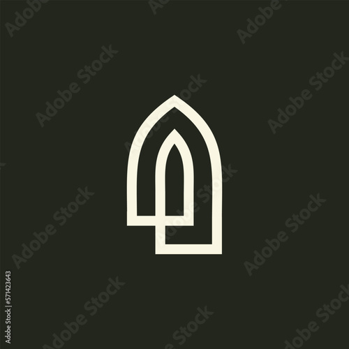 mihrab niche arch door logo vector icon illustration