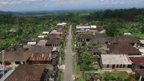 Penglipuran village, a traditional Bali village view frome above. Baliness culture photo