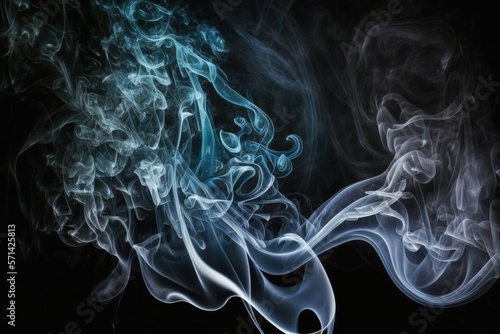 Smokey abstract background Smoking. On the pitch black background, smoke. Generative AI
