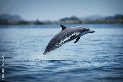 dolphin jumps over ocean waves  generative AI