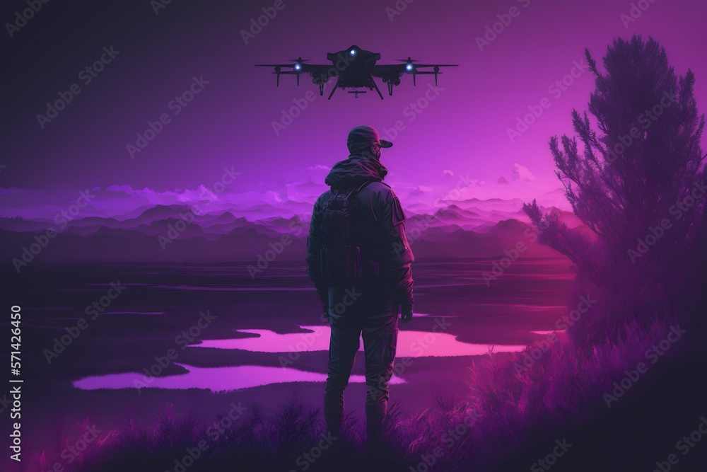 man with drone created using AI Generative Technology man with drone created using AI Generative Technology